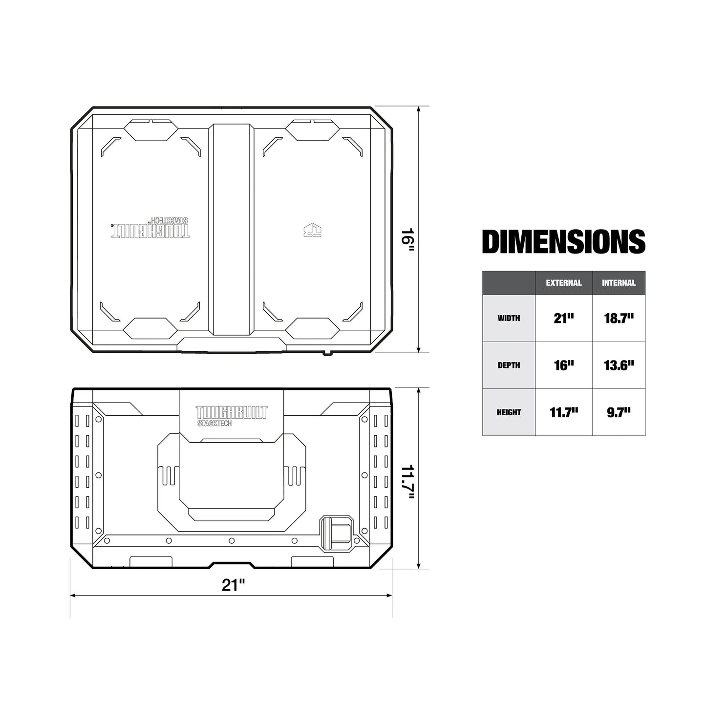 ToughBuilt TB-B1-B-50 StackTech Large Tool Box Tools Packaging Box