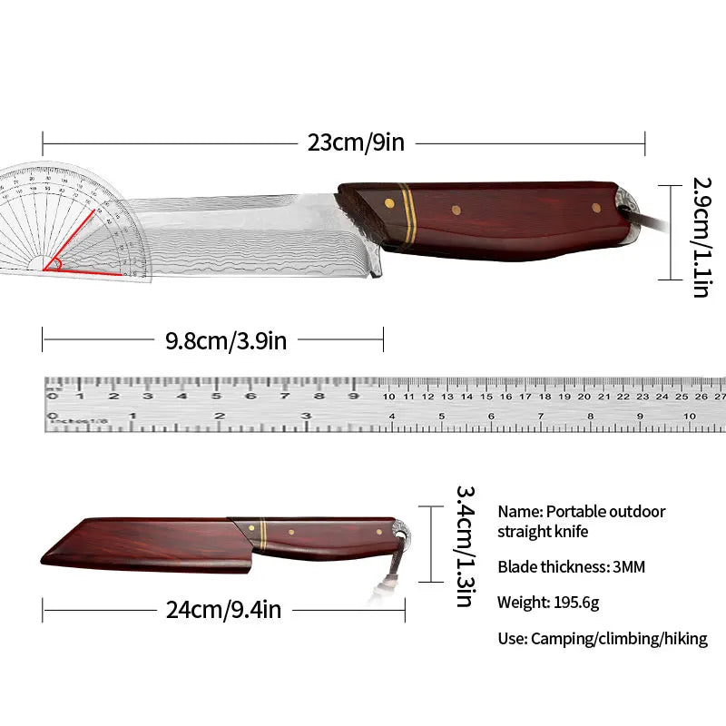 High hardness stainless steel cutting knife, fixed blade, kitchen knife, outdoor survival, mountaineering, exploration camping